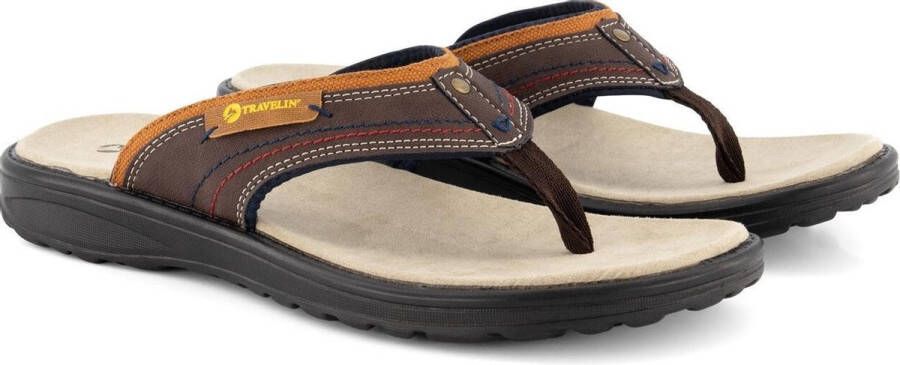 Travelin ' Fiksdal Heren Teenslipper Outdoor- Sport- en WandelSandalen met Profielzool Bruin - Foto 1