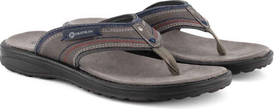 Travelin ' Fiksdal Heren Teenslipper Outdoor- Sport- en Wandelsandalen met Profielzool Grijs