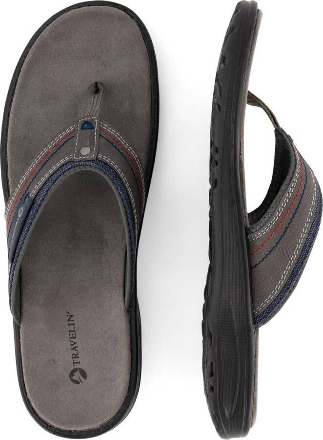 Travelin ' Fiksdal Heren Teenslipper Outdoor- Sport- en WandelSandalen met Profielzool Grijs