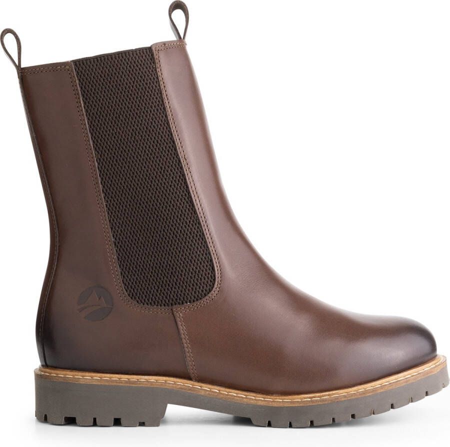 Travelin ' Forsand Halfhoge dames chelsea boots 100% hoogwaardig leer Donkerbruin