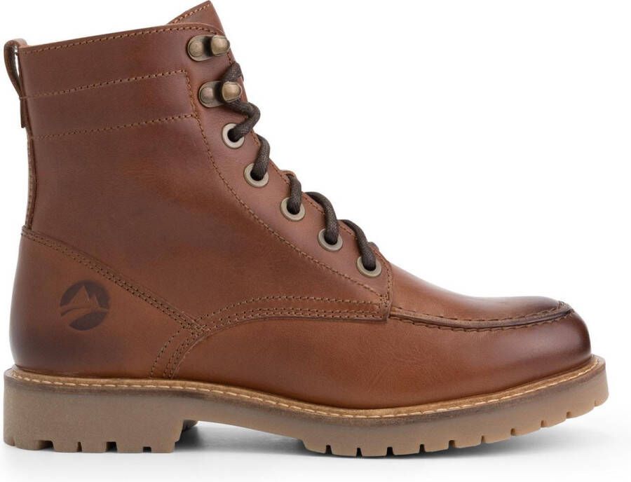 Travelin ' Haugesund Dames Leren Veterschoenen Wol gevoerde boots Cognac leer