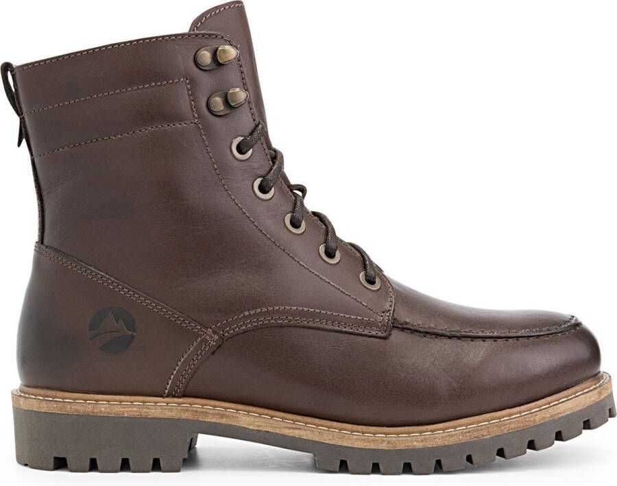 Travelin ' Haugesund Heren Leren Veterschoenen Wol gevoerde boots Donkerbruin leer