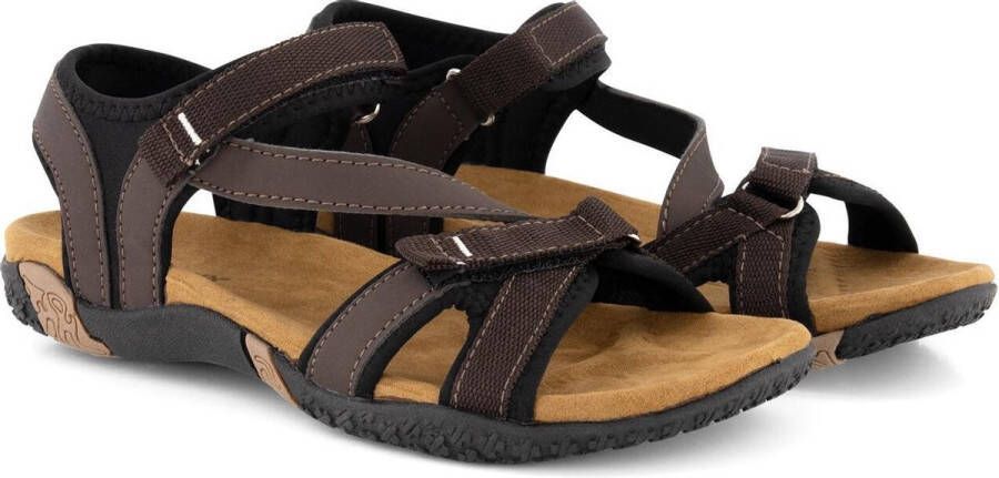 Travelin ' Helsem PU leren Dames Sableaal WandelSandalen met profielzool Bruin leer