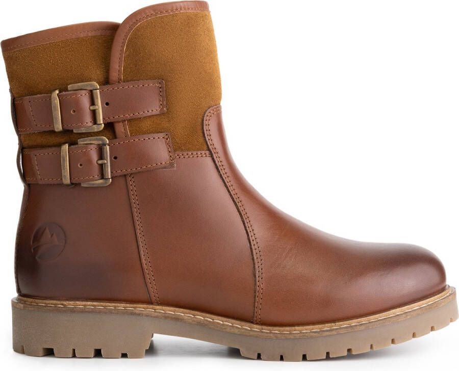 Travelin ' Hestnes Halfhoge dames enkellaarsjes Boots met gesp Cognac