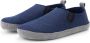 Travelin ' In-Home Dames Sloffen Wollen Pantoffels Instappers met suède zool Navy Blauw - Thumbnail 1