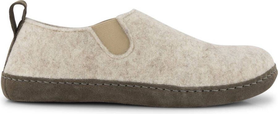 Travelin ' In-Home Dames Sloffen Wollen Pantoffels Instappers met suède zool Zand Beige