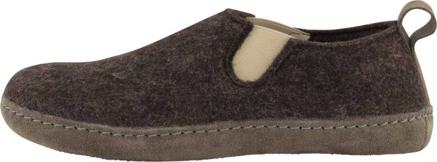 Travelin ' In-Home Dames Sloffen Wollen Pantoffels Suede zool Bruin