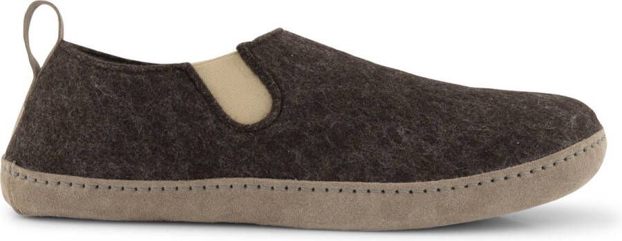 Travelin ' In-Home Heren Sloffen Wollen Pantoffels Suede zool Bruin