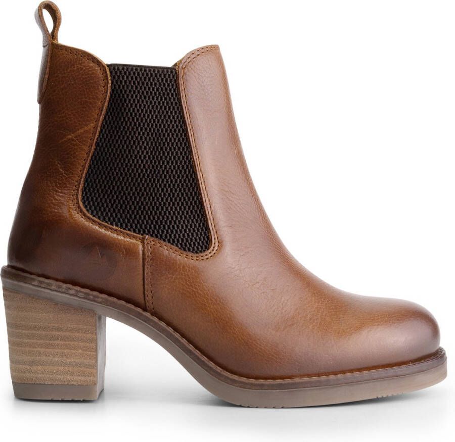 Travelin ' Ivry Dames enkellaars 100% leer Chelsea boots Cognac