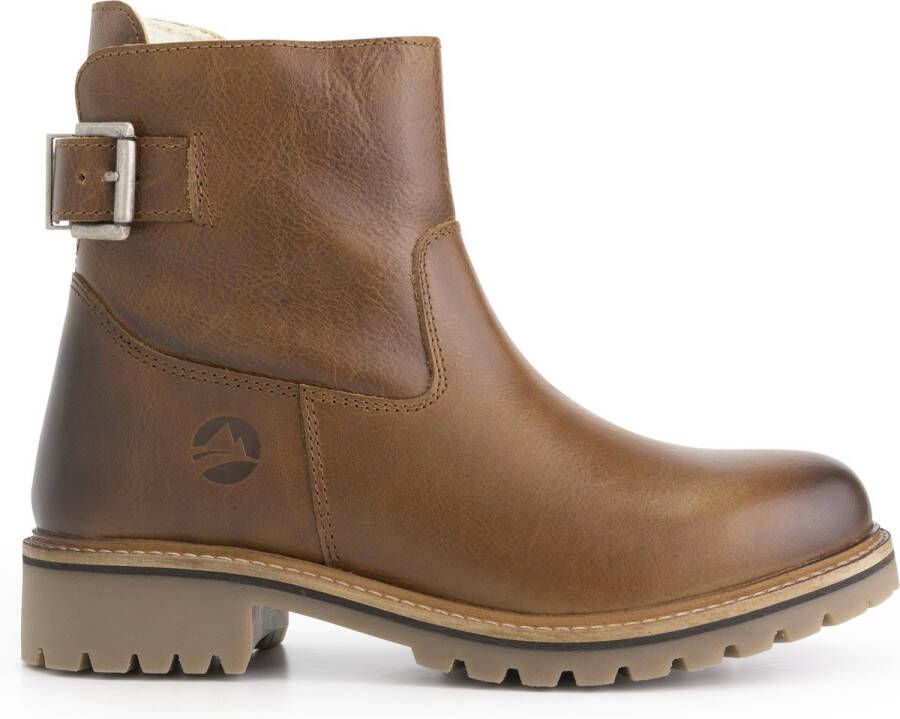 Travelin ' Kammerfoss wolgevoerde boots Leren enkellaarsjes dames Cognac leer