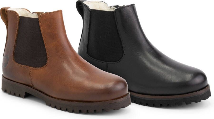 Travelin ' Kids Chelsea boots Sel Wol gevoerde Kinderschoenen met rits Cognac Bruin Leer