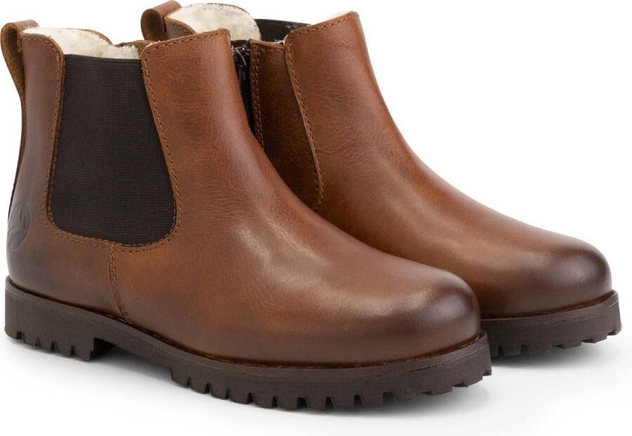 Travelin ' Kids Chelsea boots Sel Wol gevoerde Kinderschoenen met rits Cognac Bruin Leer