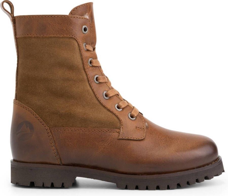 Travelin ' Kids Enkellaars Ask Veterboots met rits Wol gevoerde Kinderschoenen Cognac Bruin Leer