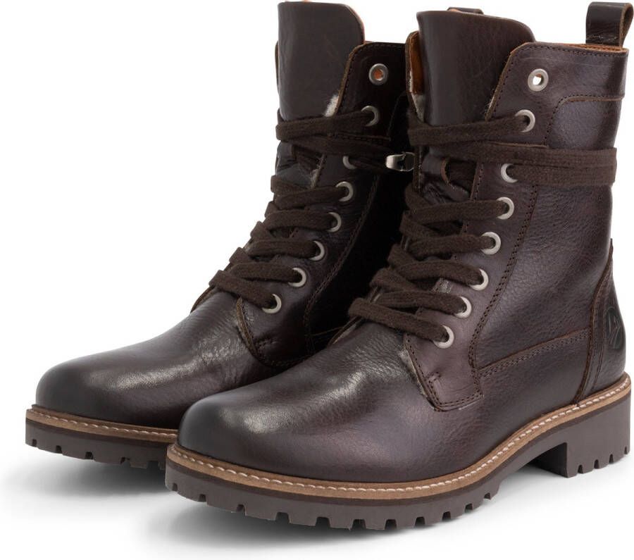 Travelin ' Kvinlog Dames Leren Veterschoenen Wol gevoerde boots Donkerbruin leer