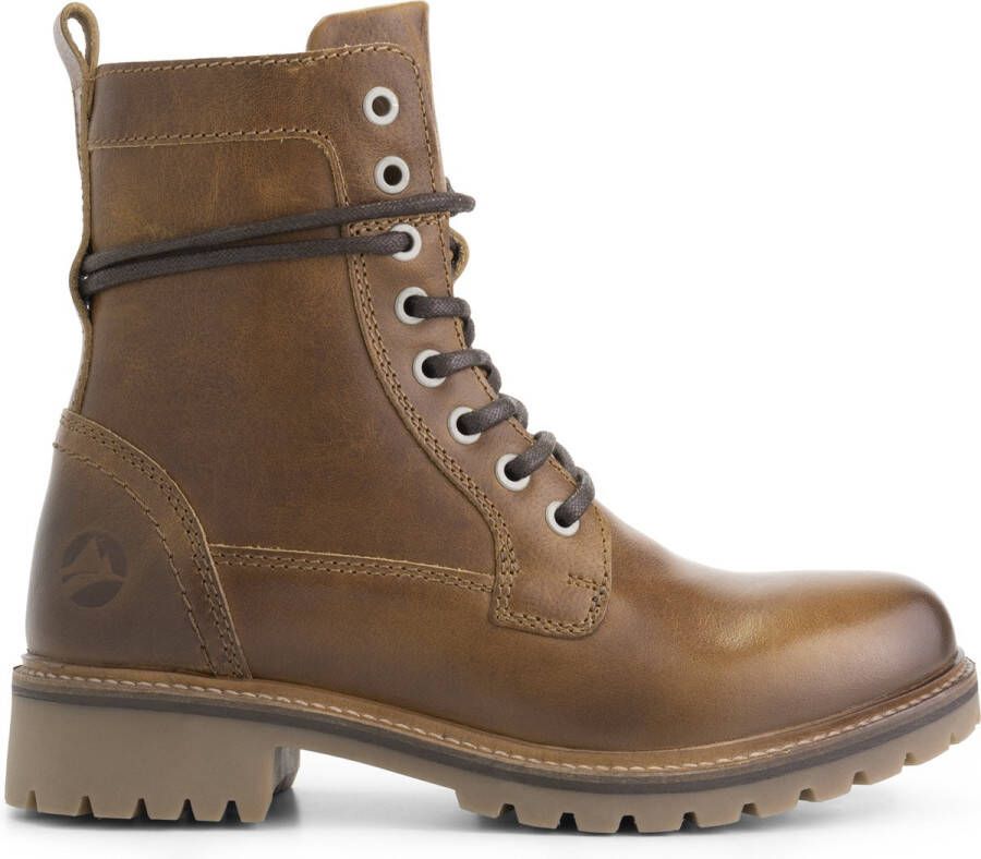 Travelin ' Kvosted Dames Leren hoge veterschoenen Cognac leer