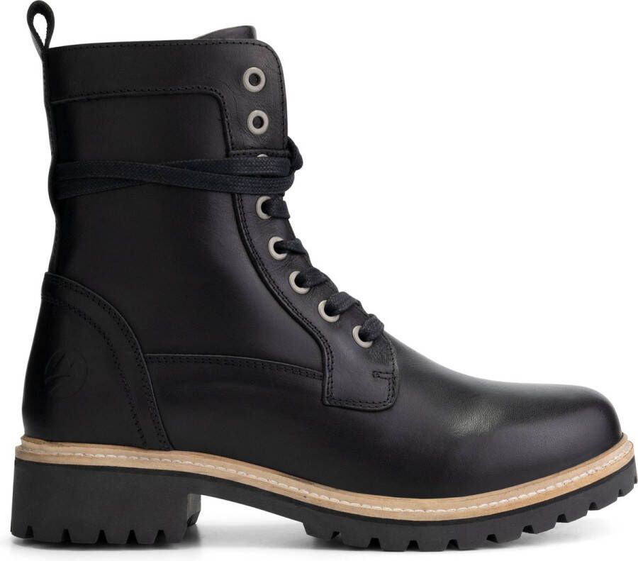 Travelin ' Kylland hoge leren veterboots dames Zwart leer