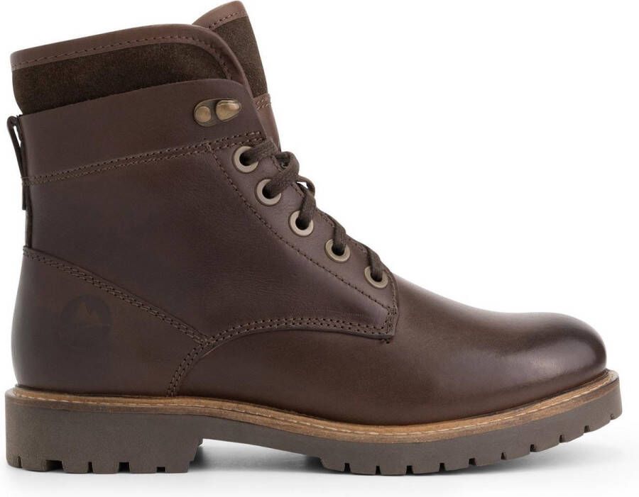 Travelin ' Langesund Dames Leren Veterschoenen Wol gevoerde boots Donkerbruin leer