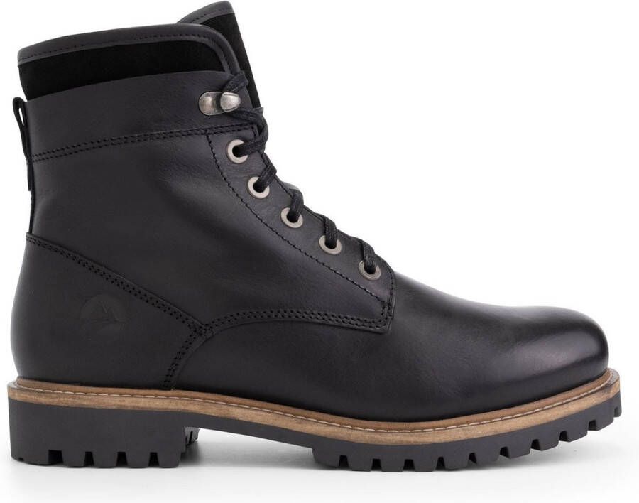 Travelin ' Langesund Heren Leren Veterschoenen Wol gevoerde boots Zwart leer