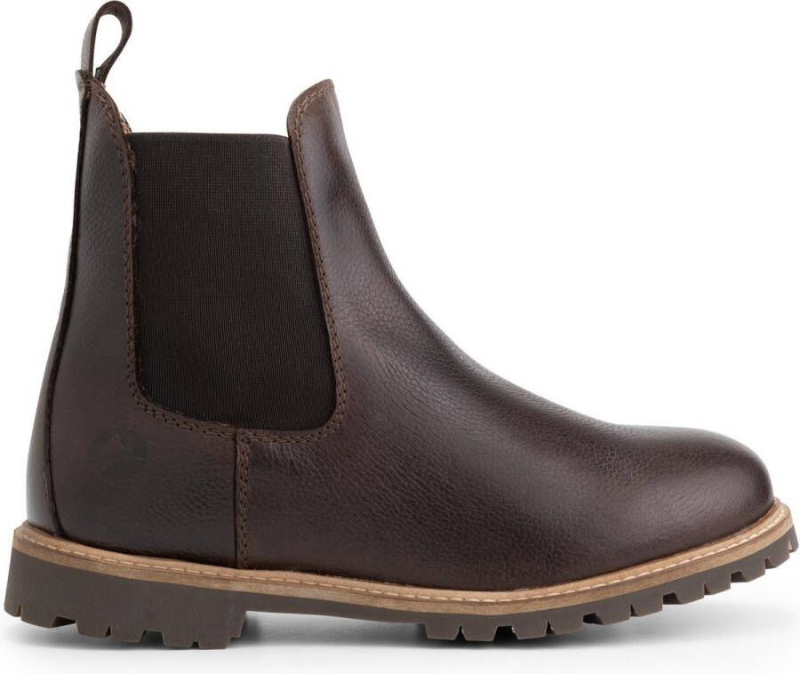 Travelin ' Leikanger Dames Leren Chelsea boot VIBRAM zool Wol gevoerd Donkerbruin leer