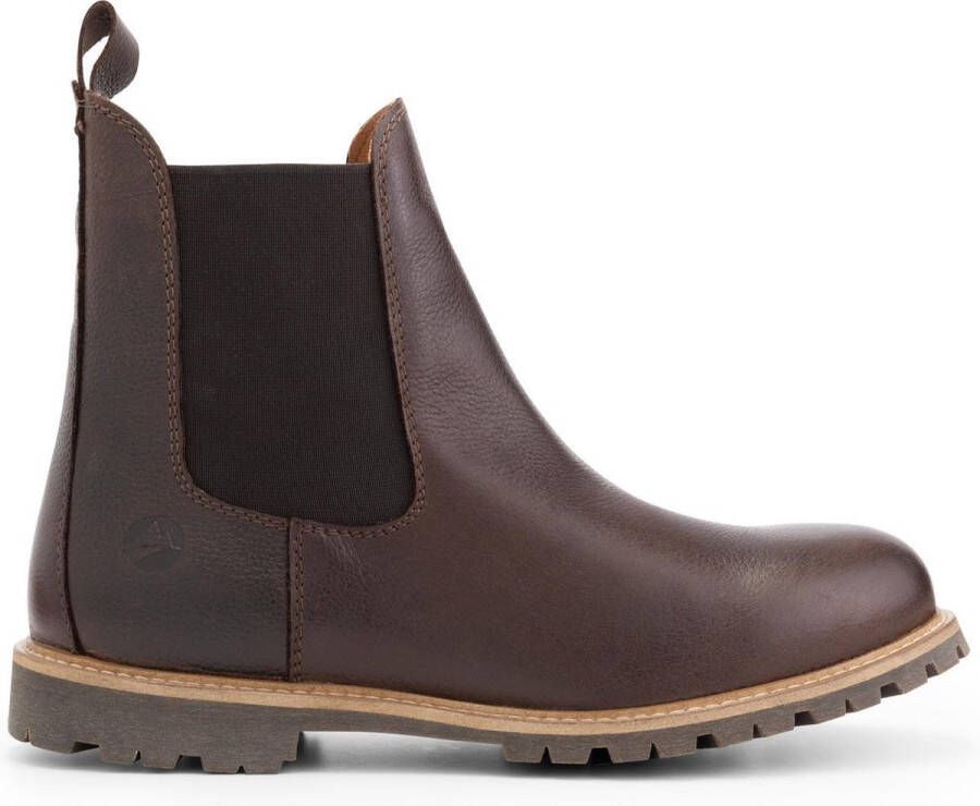 Travelin ' Leikanger Heren Leren Chelsea boot VIBRAM zool Wol gevoerd Donkerbruin leer