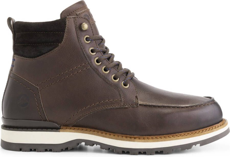 Travelin ' Lindelund Herenschoenen Halfhoge leren veterboots Sneakers wol gevoerd Bruin leer