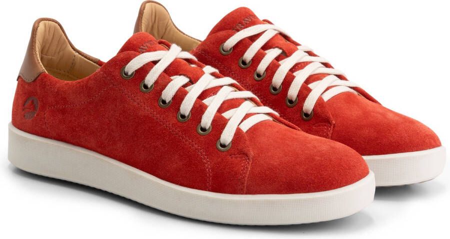 Travelin ' Metz Suede Leren damessneakers Veterschoenen vrouwen Rood suedeleer