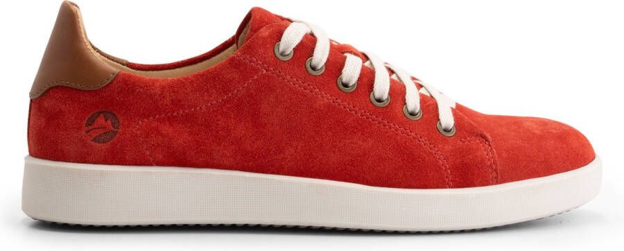 Travelin ' Metz Suede Leren damessneakers Veterschoenen vrouwen Rood suedeleer