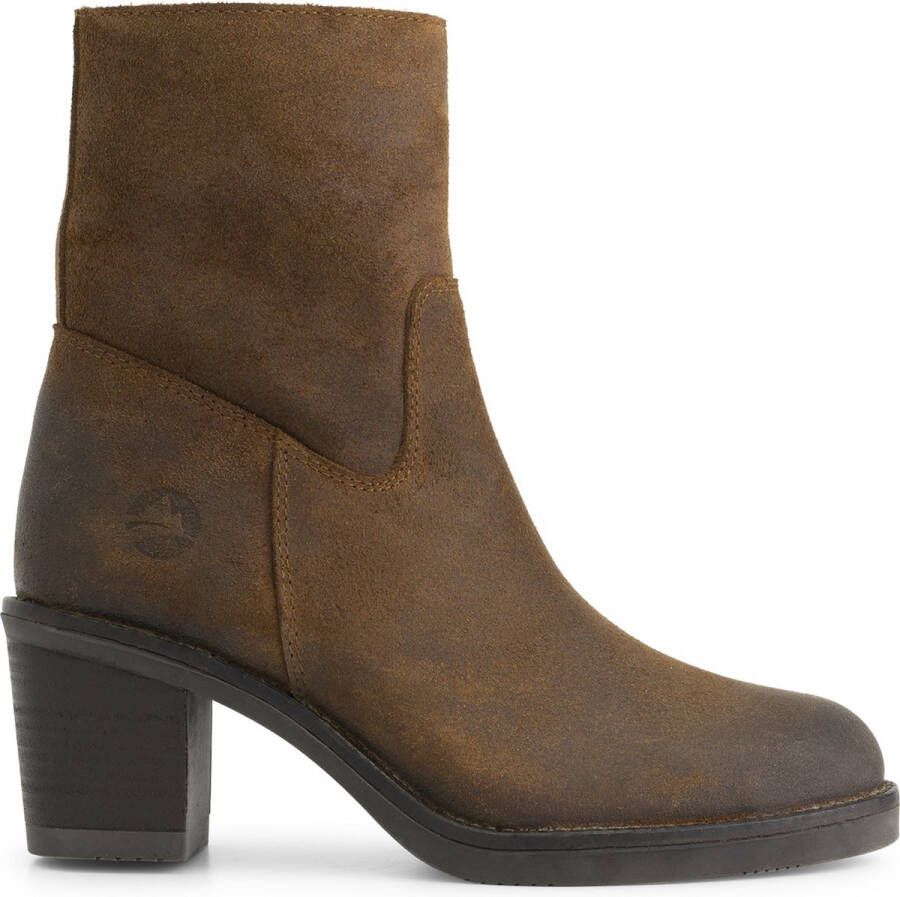 Travelin ' Mortain Dames Suede leren enkellaarzen met hak Nette schoenen vrouwen Cognac leer