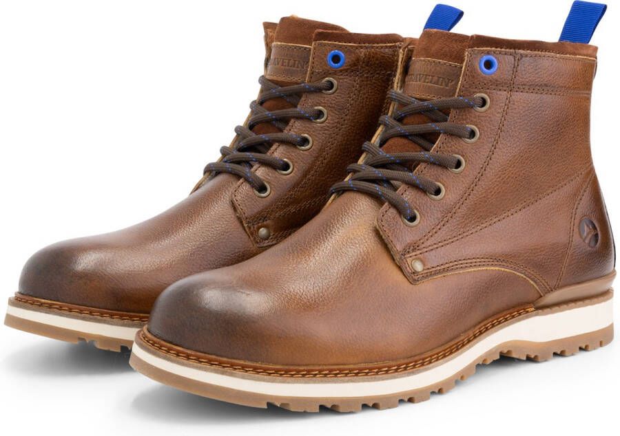 Travelin ' Mosvoll Herenschoenen Halfhoge leren veterboots Sneakers Cognac leer