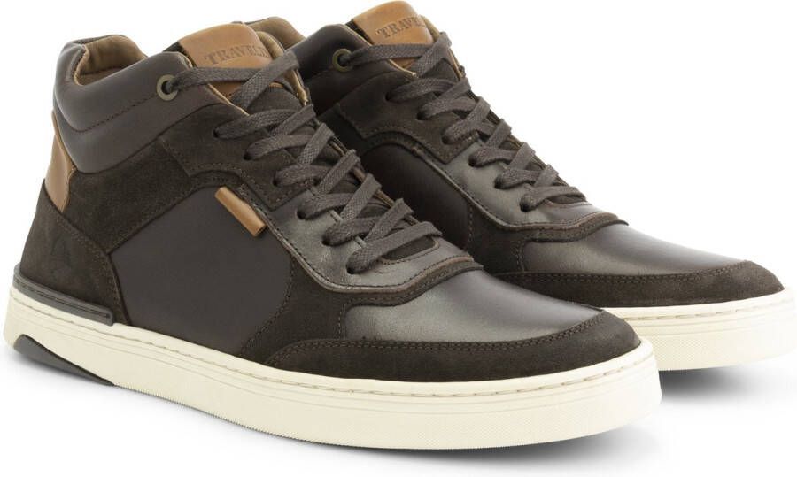 Travelin ' Moulton Hoge Heren Sneaker Leren veterschoenen mannen Bruin leer