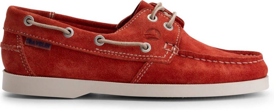 Travelin ' Penzance Dames bootschoenen Suede Leer instappers vrouwen Rood