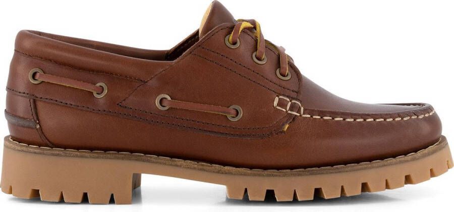 Travelin ' Plymouth Dames Leren Moccasins met veter Boot schoen Bruin Leer