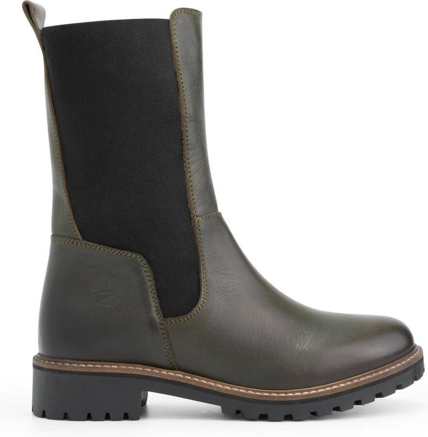 Travelin ' Ringdal Leren Dameslaarzen Wol gevoerd Chelsea boots Olijf groen Leger groen leer