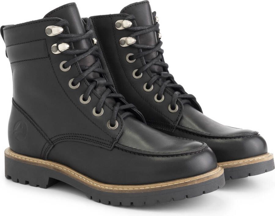 Travelin ' Rogaland Dames Leren Veterschoenen Zwart leer