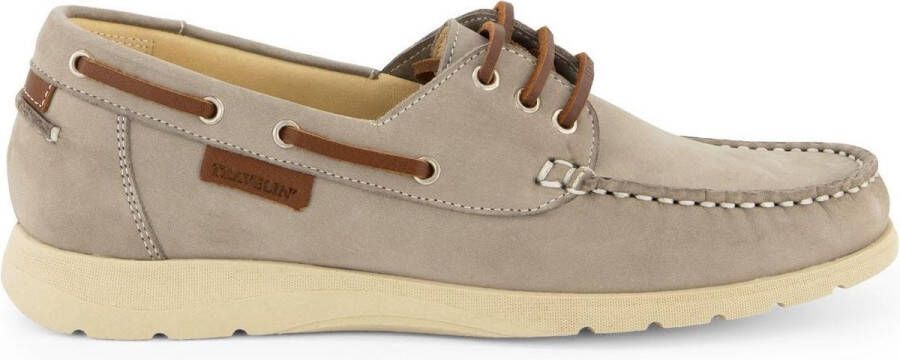 Travelin Seaport Dames Instappers Leren Moccasins met veter Grijs