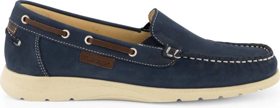 Travelin Seatown Dames Instappers Leren Moccasins Blauw