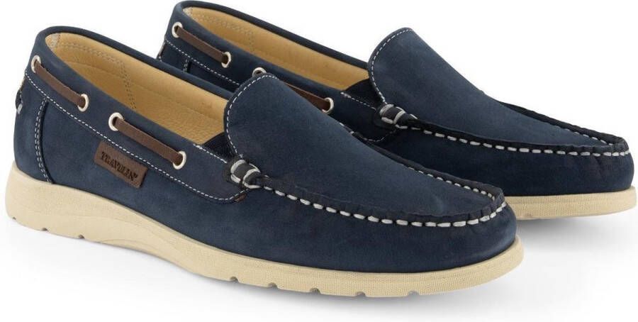 Travelin Seatown Dames Instappers Leren Moccasins Blauw