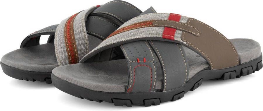 Travelin Solsvik Slipper Leren Outdoor- Sport- en Wandelsandalen met Profielzool Grijs