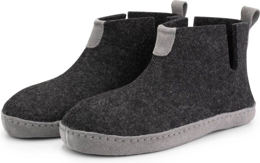 Travelin ' Stay-Home Dames hoge sloffen Wollen pantoffels Suede zool Grijs