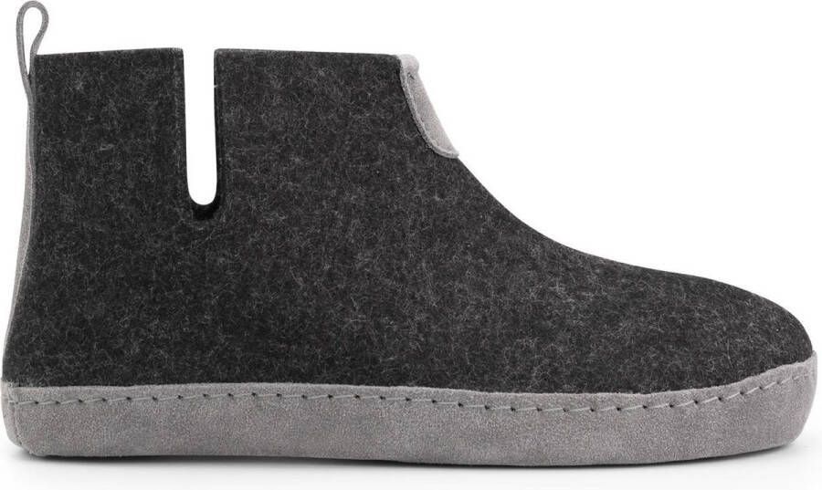 Travelin ' Stay-Home Dames hoge sloffen Wollen pantoffels Suede zool Grijs