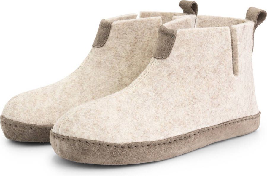 Travelin ' Stay Home Dames Sloffen Wollen Pantoffels suède zool Zand Beige - Foto 1