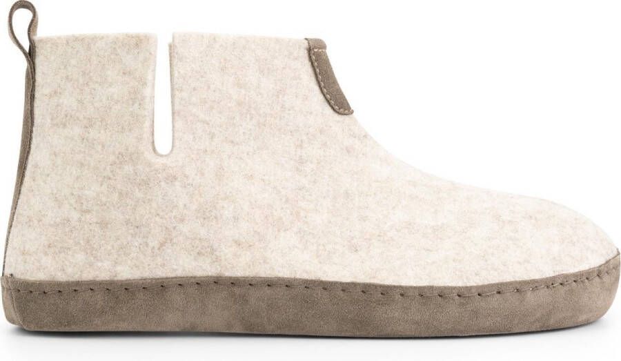 Travelin ' Stay-Home Heren hoge sloffen Wollen pantoffels Suede zool Beige Zand