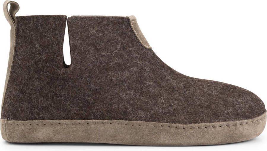 Travelin ' Stay-Home Heren hoge sloffen Wollen pantoffels Suede zool Bruin