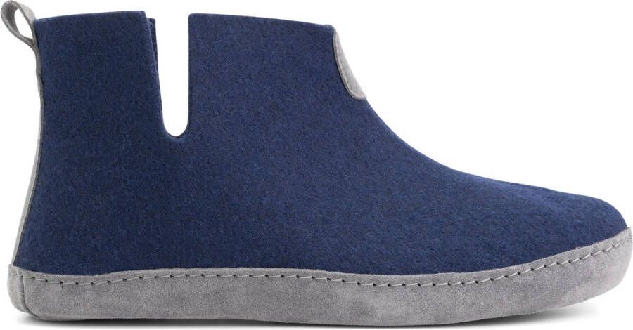 Travelin ' Stay-Home Heren Sloffen Wollen Pantoffels suède zool Marine Blauw