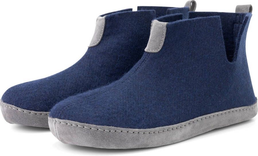 Travelin ' Stay-Home Heren Sloffen Wollen Pantoffels suède zool Navy Blauw