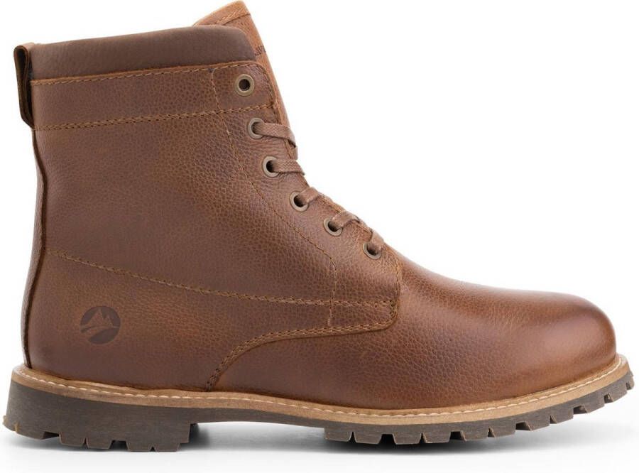 Travelin ' Steinkjer Leren Heren Veterschoenen Wol gevoerde boots VIBRAM zool Cognac Bruin Leer