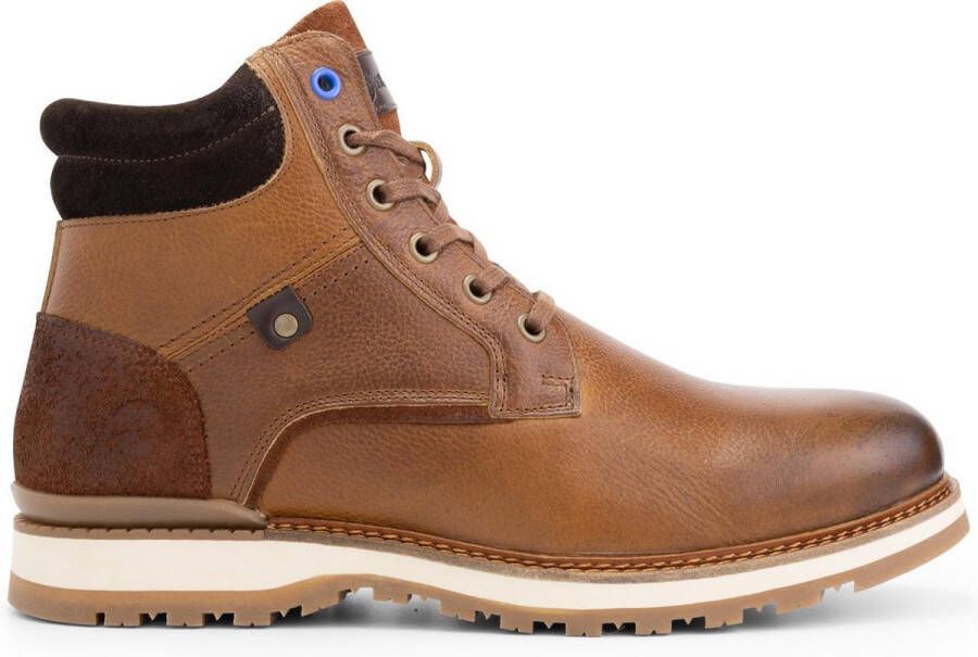 Travelin ' Sund Herenschoenen Halfhoge leren veterboots Sneakers Cognac Leer