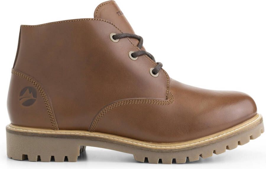 Travelin ' Thorning Heren Halfhoge leren veterschoenen Wol gevoerd Cognac leer