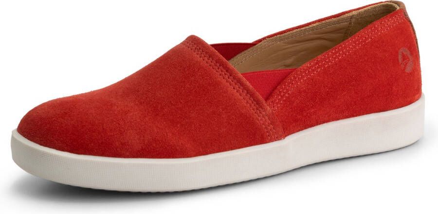 Travelin ' Tours Dames Leren instappers Slip-On Espadrilles Rood Suede Leer