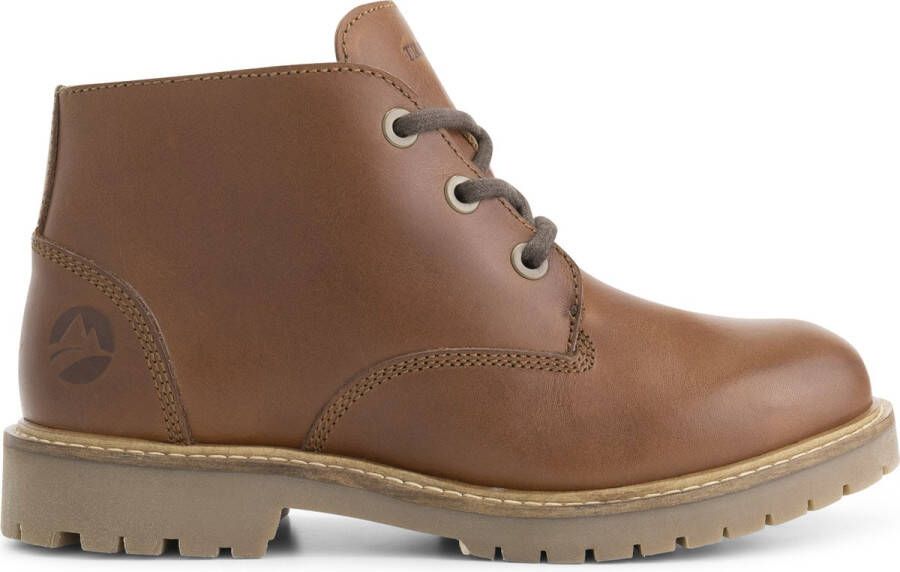 Travelin ' Trehuse Dames Halfhoge leren veterschoenen Wol gevoerd Cognac leer